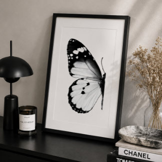 Affiche Papillon Noir & Blanc Minimaliste pour Mur
