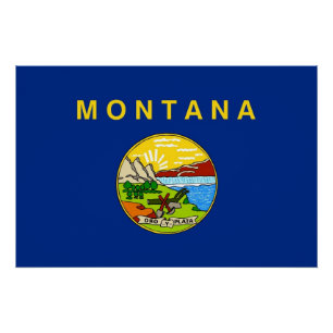 Affiche patriotique murale avec Drapeau du Montana
