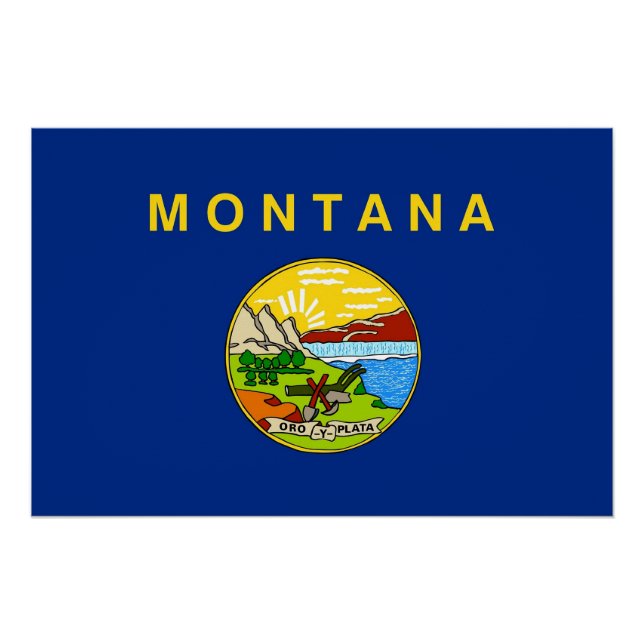 Affiche patriotique murale avec Drapeau du Montana (Devant)