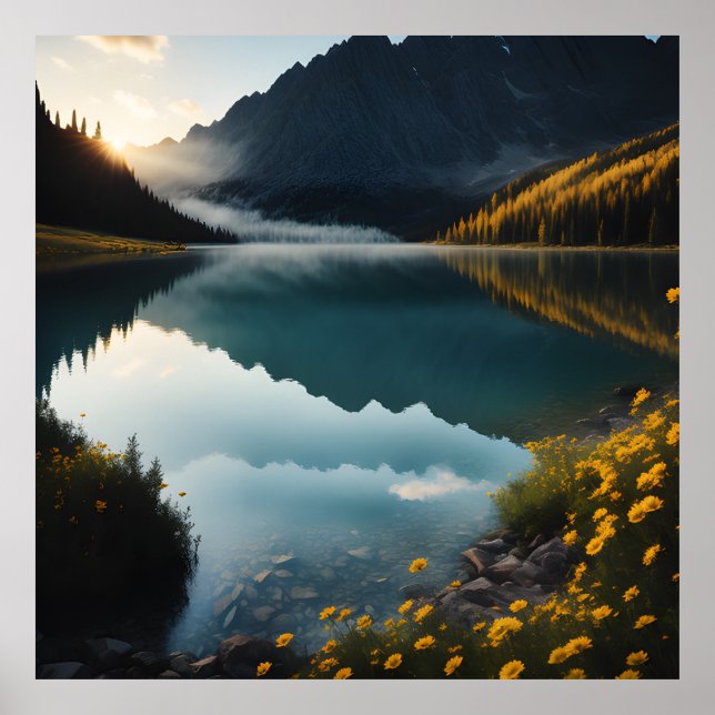 Affiche paysagère du lac de la Fleur Jaune (Devant)
