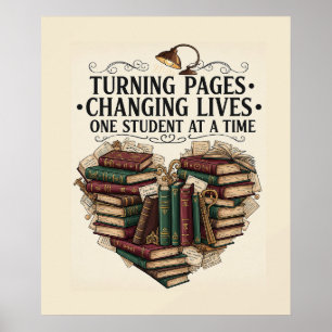 Affiche pédagogique Cœur de livre tourné pages A