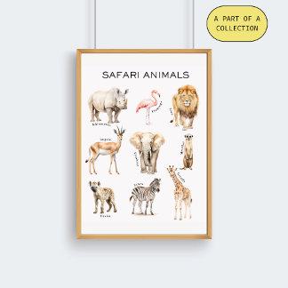 Affiche pédagogique sur les animaux de safari