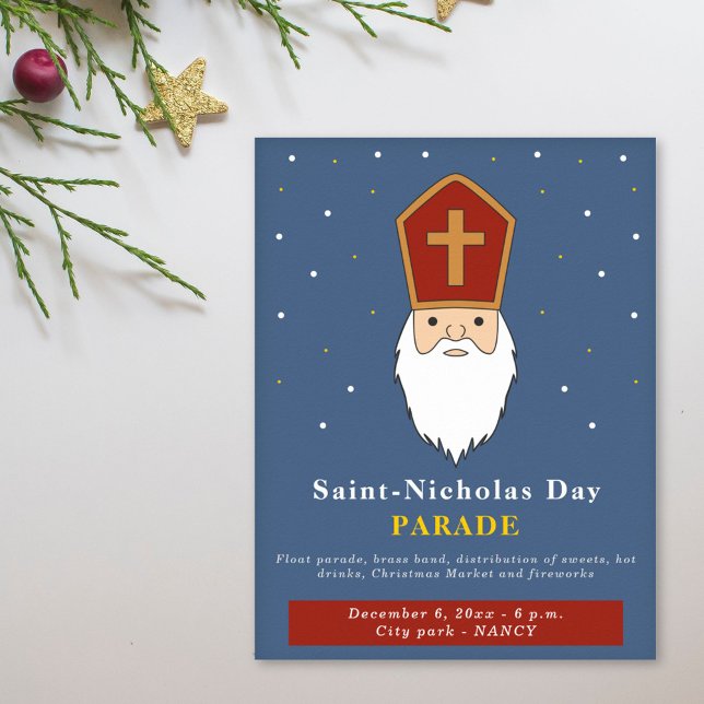 Affiche personnalisable de défilé de Saint-Nicolas (Saint Nicholas Day Parade Custom Poster)