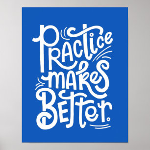 Affiche personnalisable de pratique bleue pour mie