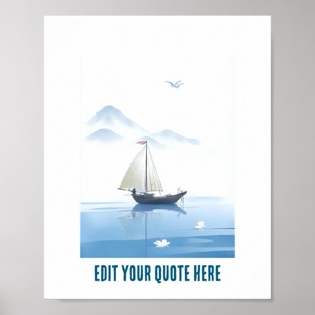 Affiche personnalisable mer et bateau (Devant)
