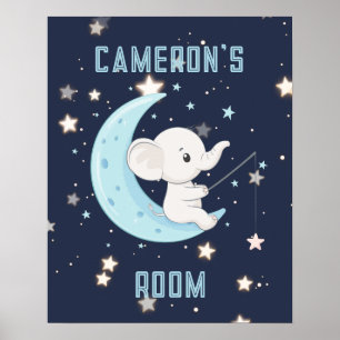 Affiche personnalisée Bébé Éléphant Pêche 4 Étoile
