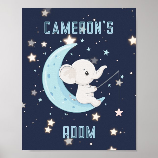 Affiche personnalisée Bébé Éléphant Pêche 4 Étoile (Devant)
