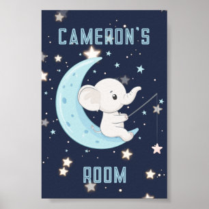 Affiche personnalisée Bébé Éléphant Pêche 4 Étoile