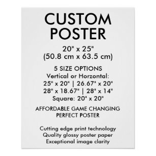 Affiche personnalisée brillante verticale 50,8 cm