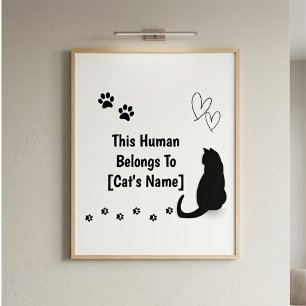 Affiche personnalisée Ce humain appartient au chat