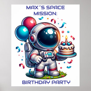 Affiche personnalisée d'anniversaire d'astronaute