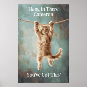 Affiche personnalisée de chat motivant drôle Hang 