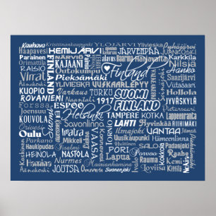 Affiche personnalisée des villes de Finlande