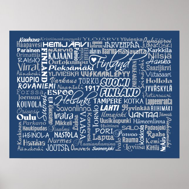 Affiche personnalisée des villes de Finlande (Devant)