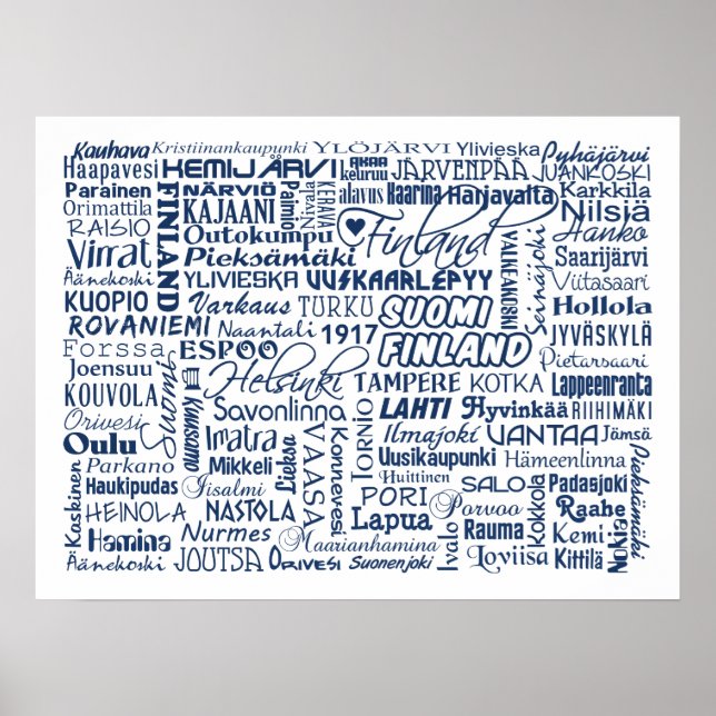 Affiche personnalisée des villes de Finlande (Devant)