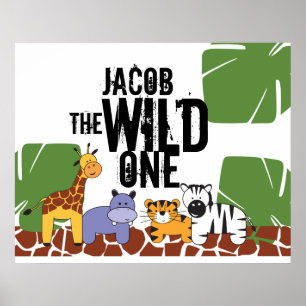 Affiche personnalisée Wild One, Animaux de safari