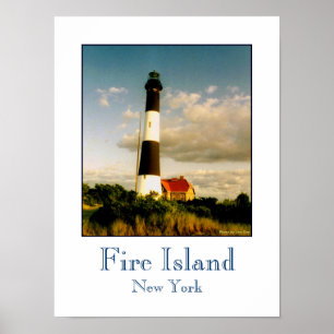 Affiche 'Phare de Fire Island au coucher du soleil