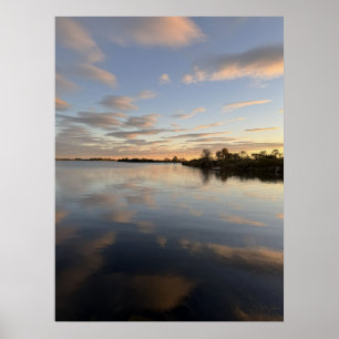 Affiche photo de coucher de soleil sur l'étang