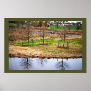 Affiche Photo de Réflexions de Paysage d'Étang