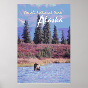 affiche pittoresque du parc national de Denali en 
