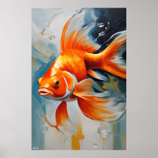 Affiche | Poisson d'or | Style de peinture à l'hui