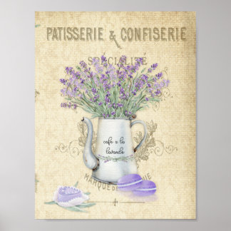 Affiche Pot en Émail Vintage Lavande Française