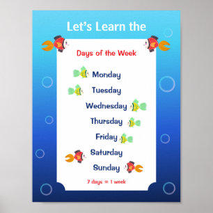 Affiche pour apprendre les jours de la semaine pou