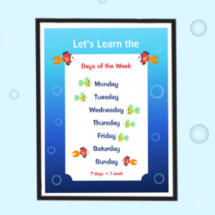 Affiche pour apprendre les jours de la semaine pou