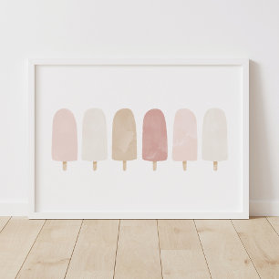 Affiche pour chambre de filles à l'aquarelle rose 