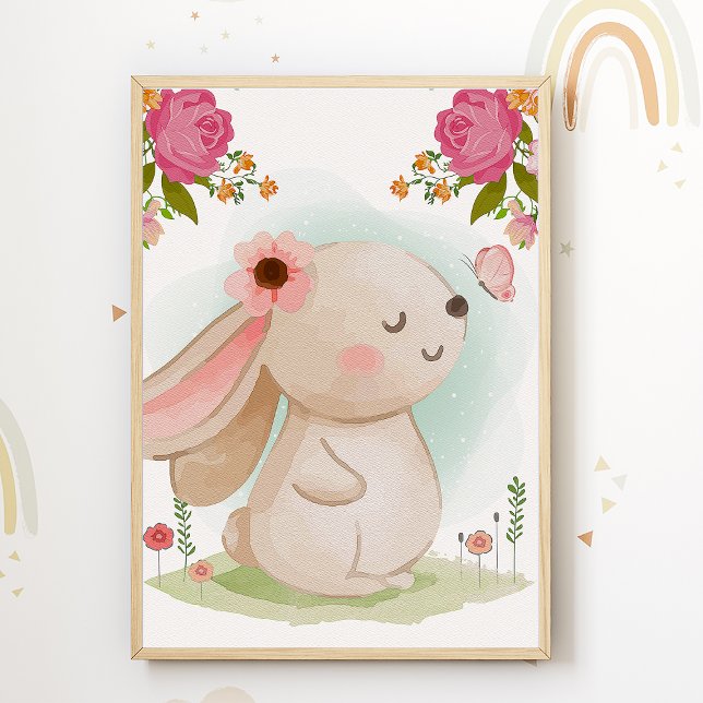 Affiche pour chambre d'enfants au lapin mignon Imp (Créateur téléchargé)