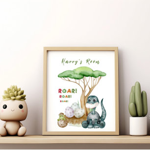 Affiche pour la nurserie de bébé petit dinosaure  