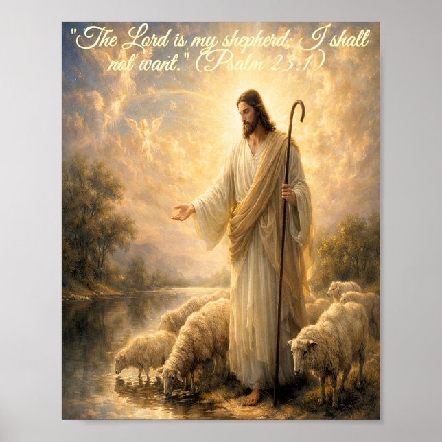 Affiche Psaume 23:1 Jésus en tant que Berger (Devant)