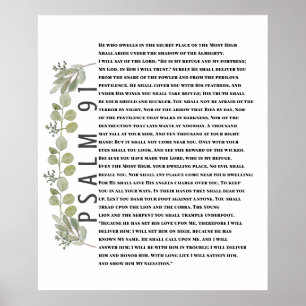 Affiche Psaume 91 Art Biblique Eucalyptus Verdure