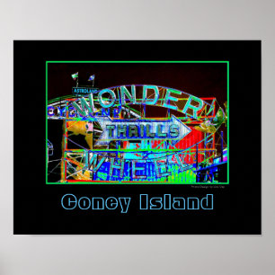 Affiche psychédélique 'Wonder Wheel Thrills'