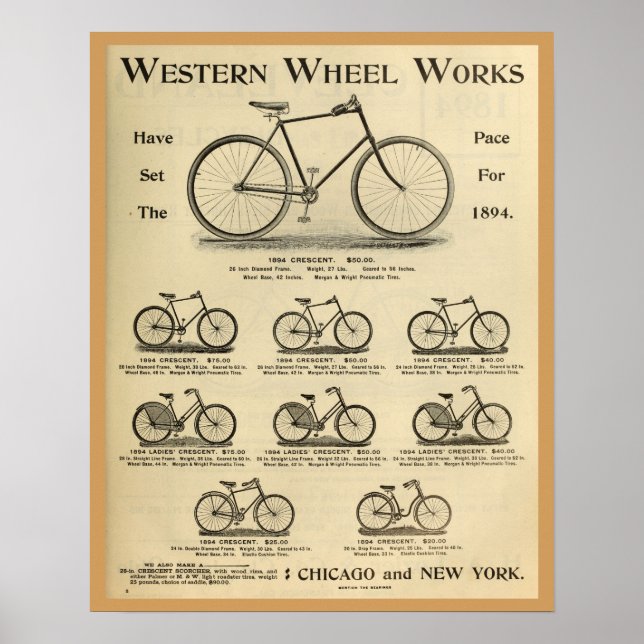 Affiche publicitaire de 1894 Western Wheel Works (Devant)