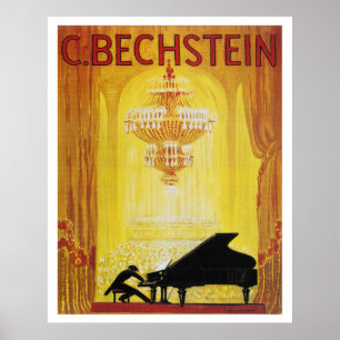 Affiche publicitaire pour piano allemand des année