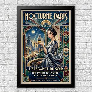 Affiche publicitaire vintage Art Déco pour parfum
