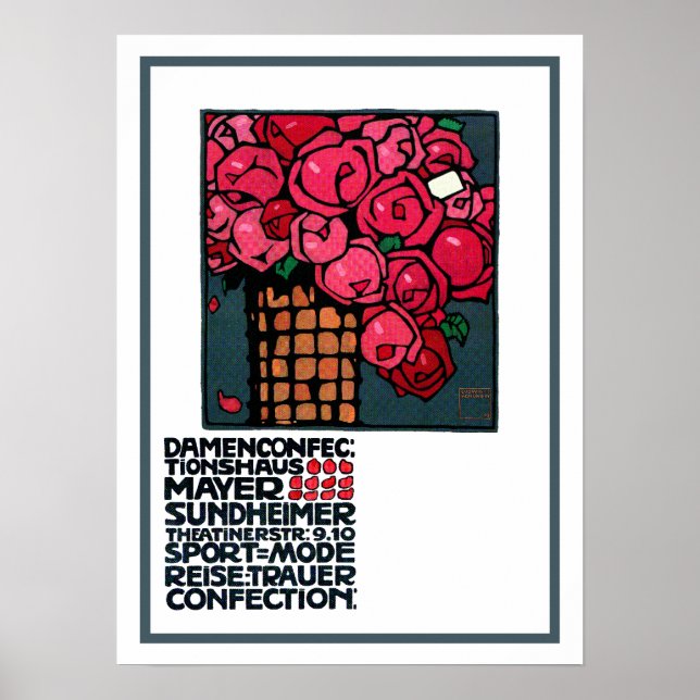 Affiche publicitaire vintage : Roses - Ludwig Hohl (Devant)