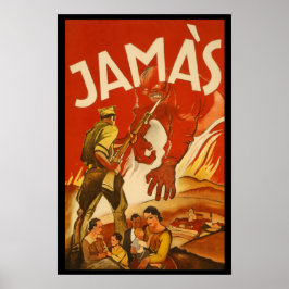 Affiche rare de la guerre civile en Espagne JAMAS