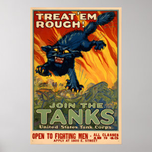 Affiche Rejoignez les Chars - Première Guerre mond
