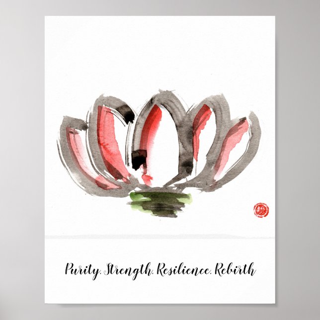 Affiche représentant un lotus stylisé (Devant)