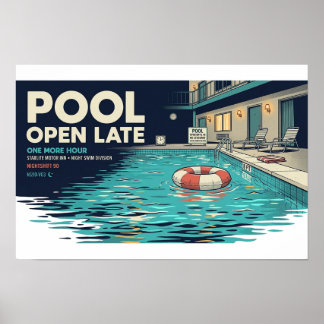 Affiche rétro de motel Pool Open Late NIGHTSHIFT 9