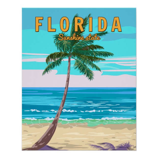 Affiche Rétro de Plage de Floride (Devant)