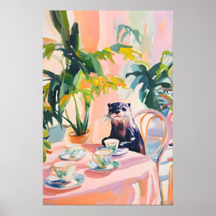 Affiche Rétro Loutre, Peinture à l'Huile de Loutre