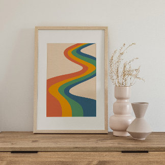 Affiche rétro psychédélique colorée groove