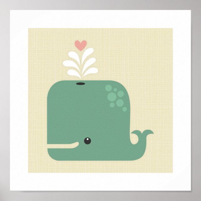 Affiche Retro Whale Imprimer (Devant)