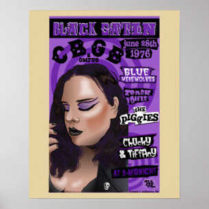affiche rock des années 70 en satin noir
