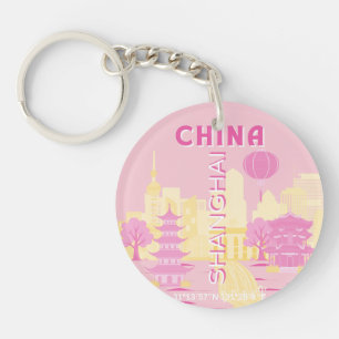 Affiche rose de voyage à Shanghai Chine