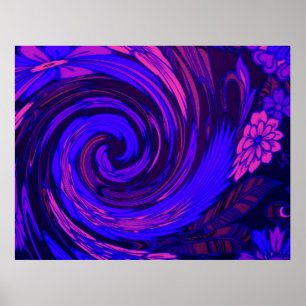 Affiche rose fluorescente d'impression de montée