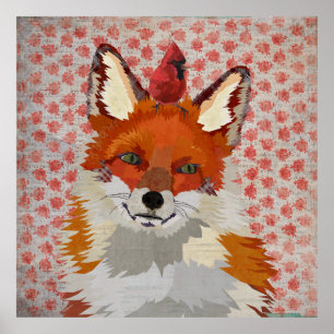 AFFICHE ROSE FOX & CARDINAL